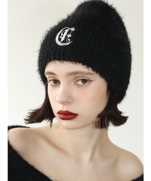 ワンポイントシャギーニットキャップ