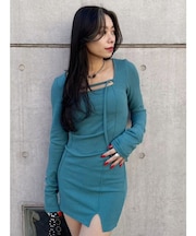 カットタイトミニワンピース