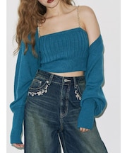 ビジューアンサンブルニットトップス