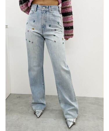 embroidery shineeデニムパンツ