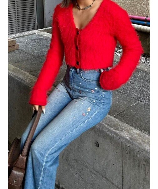 embroidery shineeデニムパンツ