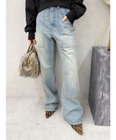 リベットペインターワイドデニムパンツ