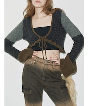 オリジナルパターンショートニットカーディガン