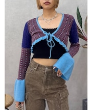 オリジナルパターンショートニットカーディガン