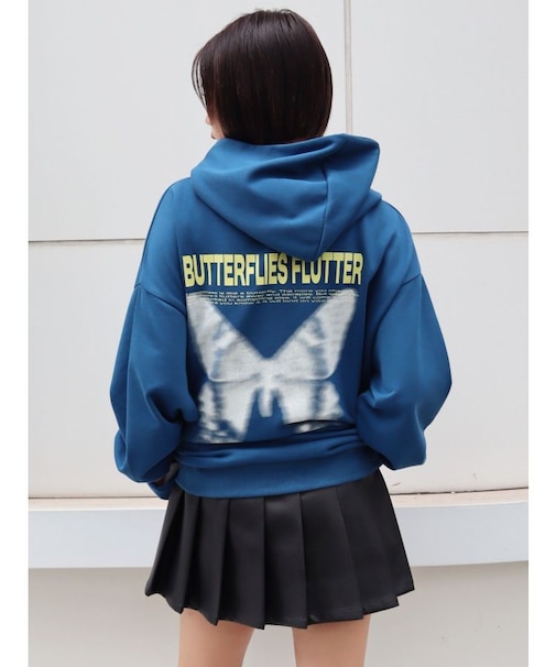 バタフライグラフィックオーバーサイズフーディー