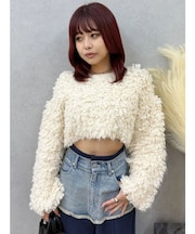 ショートループニットトップス