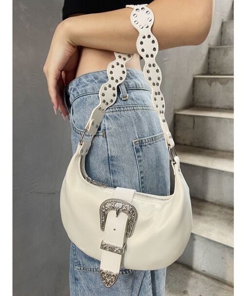 バックルデザインナイロンショルダーBAG