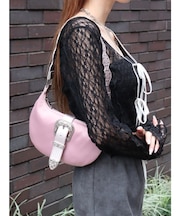 バックルデザインナイロンショルダーBAG