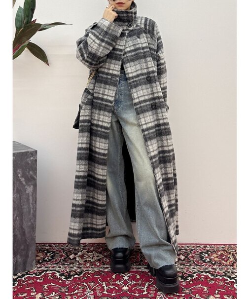 スタンドカラーロングコート