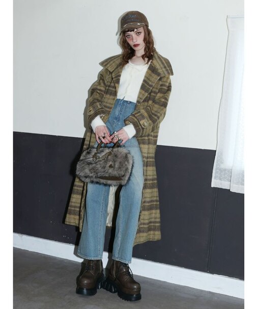 スタンドカラーロングコート