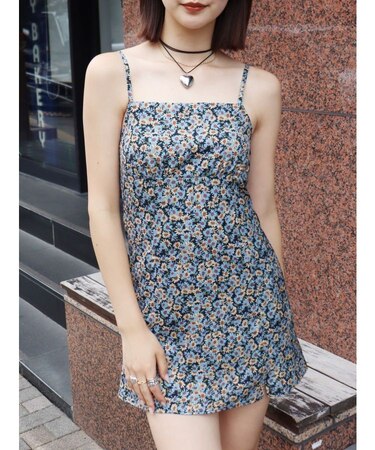 フラワーキャミミニワンピース