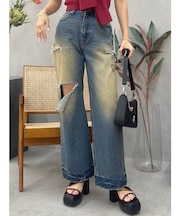 カットアウトワイドデニムパンツ