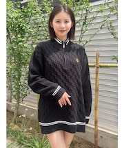 ケーブルSUNNYハーフジップニットトップス