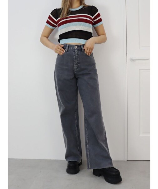 シンプルワイドデニムパンツ