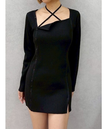 タイトニットミニワンピース