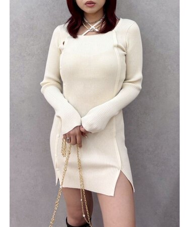 タイトニットミニワンピース