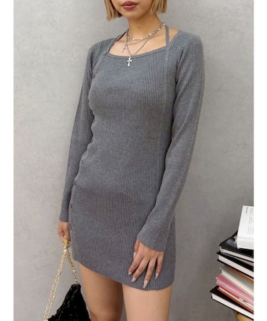 タイトニットミニワンピース