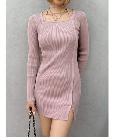 タイトニットミニワンピース