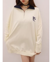 ハーフジップスウェットミニワンピース