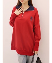 ハーフジップスウェットミニワンピース