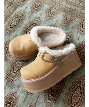 フェイクファープラットフォームスリッポン