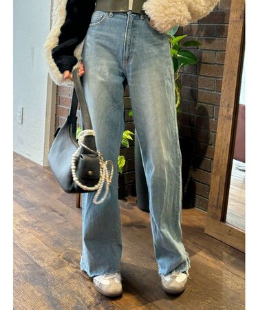 シンプルワイドデニムパンツ