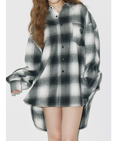 オンブレチェックSUNNYオーバーサイズシャツ