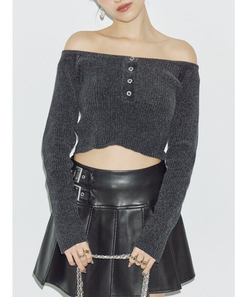 モールオフショルニットトップス