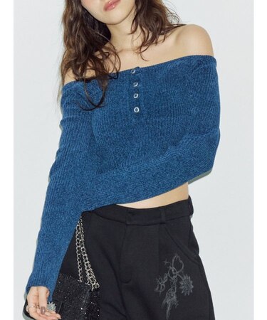 モールオフショルニットトップス