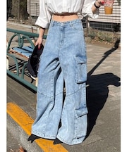 ボリュームカーゴデニムパンツ【セットアップ着用可能】