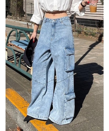 ボリュームカーゴデニムパンツ【セットアップ着用可能】