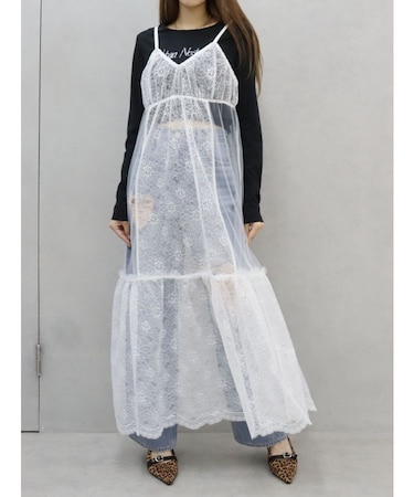 レースコンビロングキャミワンピース