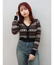 オリジナルジャガードショートニットカーディガン