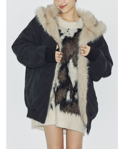 EVRISリバーシブルオーバーサイズフードブルゾン値下げ不可 リバーシブルオーバーサイズフードブルゾン｜エヴリスの通販｜&mall