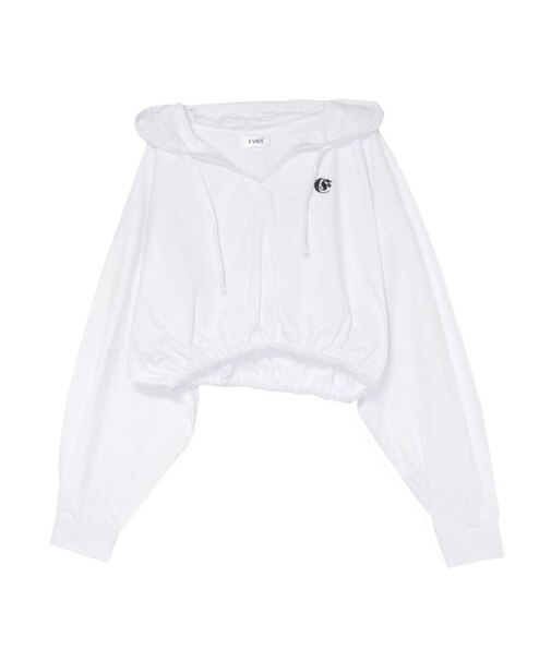 ワンポイントフードデザインクロップドシャツ