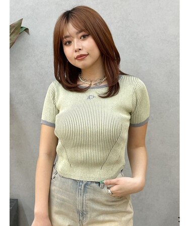 バイカラープレーティングバックオープンニット