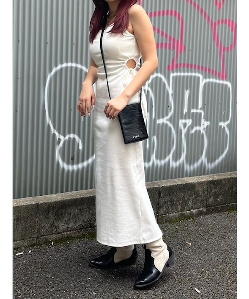 サイドオープンノースリーブロングワンピース