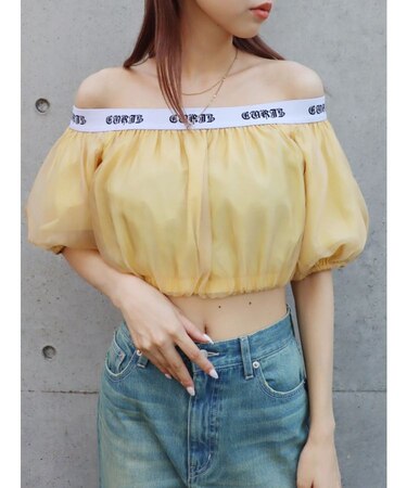 ロゴラインオフショルトップス