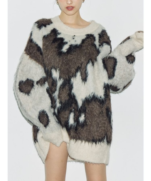 アニマルシャギーオーバーサイズニットトップス