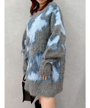 アニマルシャギーオーバーサイズニットトップス