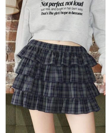 フリルチェックミニスカート