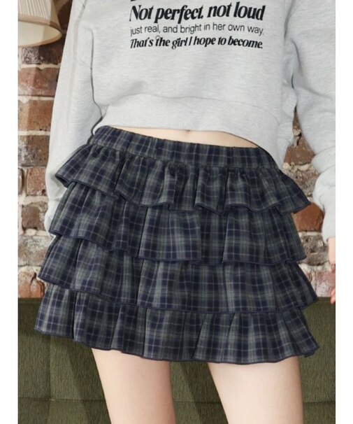 フリルチェックミニスカート