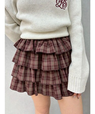 フリルチェックミニスカート