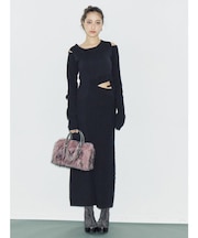 カッティングロングニットワンピース