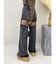 レースドッキングワイドデニムパンツ