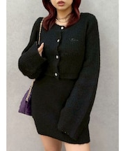 ワンポイントアンサンブルニットワンピース