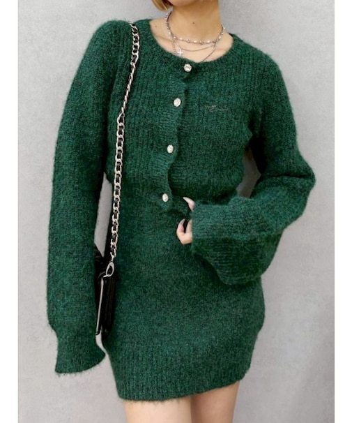 ワンポイントアンサンブルニットワンピース