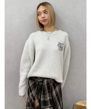 ワンポイントバックオープンニットトップス