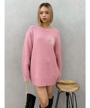 ワンポイントバックオープンニットトップス