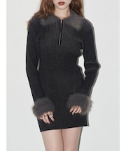 フェザーコンビニットミニワンピース